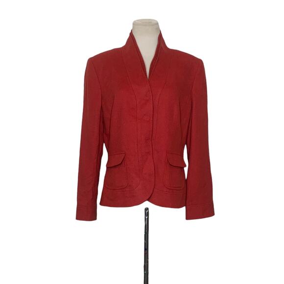 Albert Nipon orange wool snap buttons blazer size 12 - Picture 6 of 8